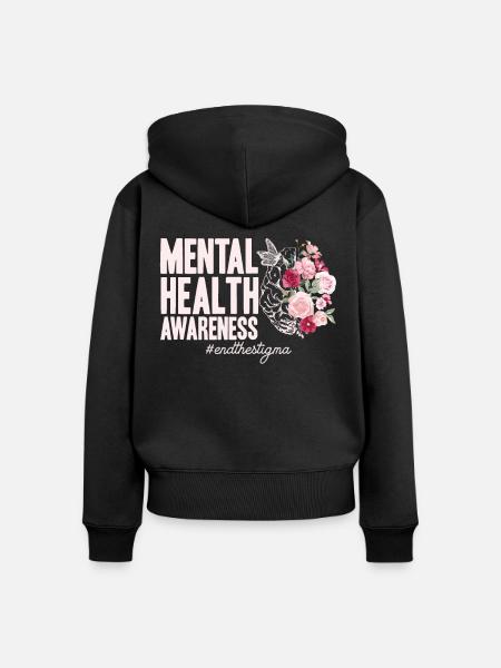 End The Stigma - Frauen Premium Bio Zip Hoodie - Schwarz