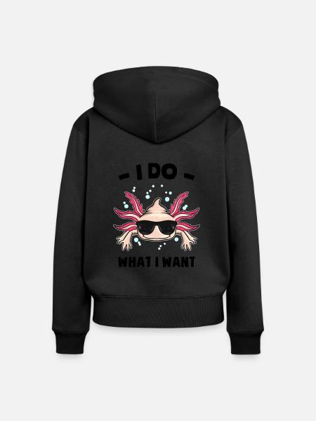 Axolotl - Frauen Premium Bio Zip Hoodie - Schwarz