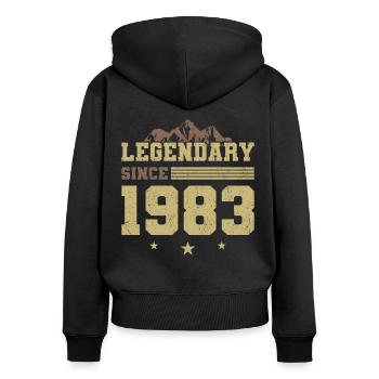 40e anniversaire né en 1983 Légendaire depuis 1983 - Sweat à capuche zippé Premium bio Femme - noir - Dos - Julia (174cm)
