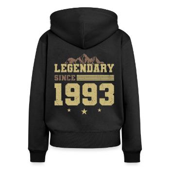 30e anniversaire né en 1993 Légendaire depuis 1993 - Sweat à capuche zippé Premium bio Femme - noir - Dos - Julia (174cm)