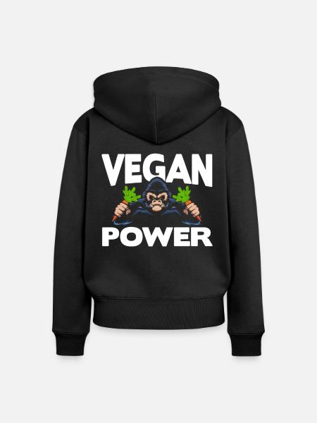 Vegan Power - Frauen Premium Bio Zip Hoodie - Schwarz
