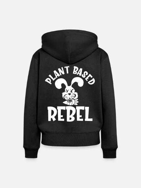 Plant Based Rebel - Frauen Premium Bio Zip Hoodie - Schwarz
