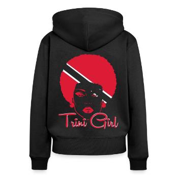 Fille de Trinité-et-Tobago - Sweat à capuche zippé Premium bio Femme - noir - Dos - Julia (174cm)