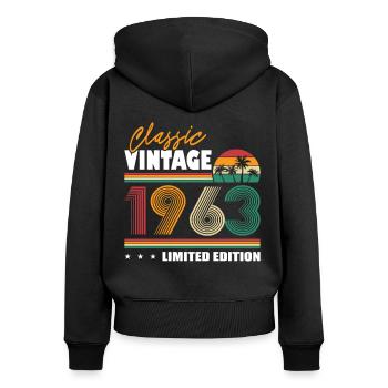 60th birthday born 1963 Classic Vintage 1963 - Women's Premium Organic Zip Hoodie - black - Back - Julia (174cm)
