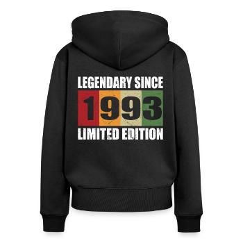 30th birthday born 1993 Legendary Since 1993 - Women's Premium Organic Zip Hoodie - black - Back - Julia (174cm)