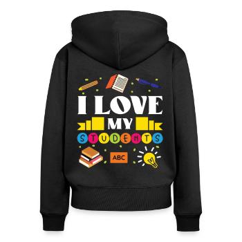Professeur Love My Students School Classe d’élève - Sweat à capuche zippé Premium bio Femme - noir - Dos - Julia (174cm)