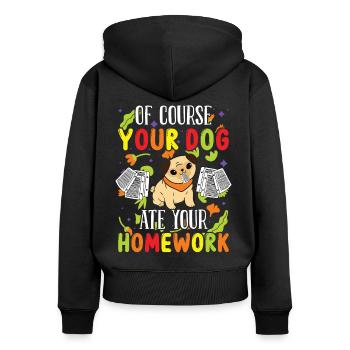 Enseignant Votre chien a mangé vos devoirs Élèves de l’école - Sweat à capuche zippé Premium bio Femme - noir - Dos - Julia (174cm)