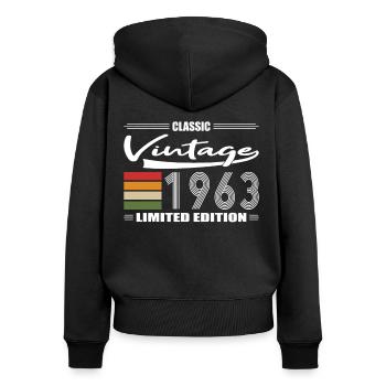 60th Birthday Classic 1963 Vintage 1963 - Women's Premium Organic Zip Hoodie - black - Back - Julia (174cm)