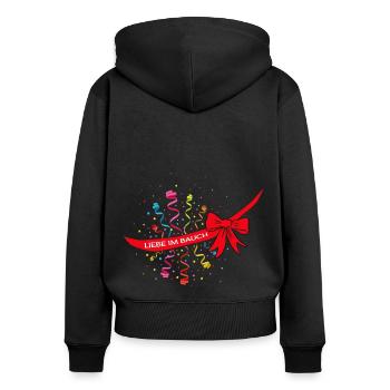 L’amour dans le ventre confettis carnaval grossesse - Sweat à capuche zippé Premium bio Femme - noir - Dos - Julia (174cm)