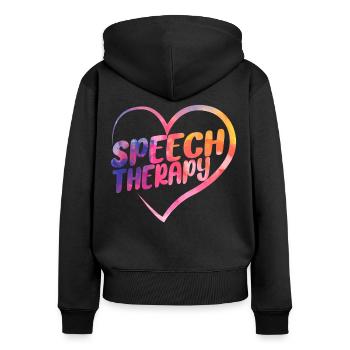 Assistant orthophoniste - Sweat à capuche zippé Premium bio Femme - noir - Dos - Julia (174cm)