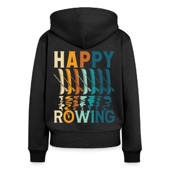 Aviron Happy Aviron Aviron Kayak Aviron Canoë - Sweat à capuche zippé Premium bio Femme - noir - Dos - Julia (174cm)