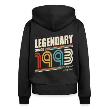 30th birthday born 1993 Legendary Since 1993 - Women's Premium Organic Zip Hoodie - black - Back - Julia (174cm)