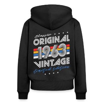 60th birthday born 1963 Classic Origial 1963 - Women's Premium Organic Zip Hoodie - black - Back - Julia (174cm)