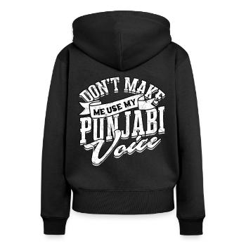 sikh indianisch sikhismus punjabi alphabet writing - Frauen Premium Bio Zip Hoodie - Schwarz - Hinten - Julia (174cm)