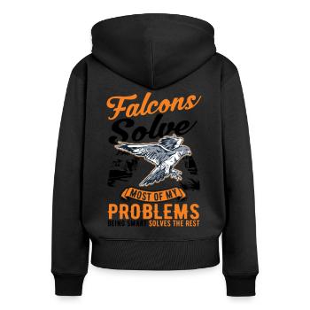 Falke Falkner Turmfalke Falknerei Falkner - Frauen Premium Bio Zip Hoodie - Schwarz - Hinten - Julia (174cm)