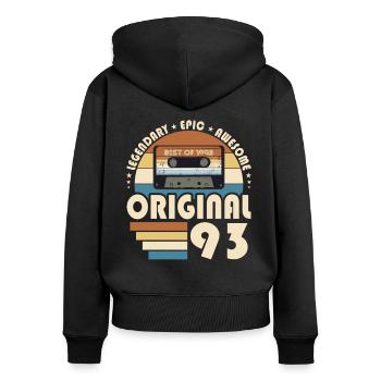 30. Geburtstag Jahrgang 1993 Original 1993 - Frauen Premium Bio Zip Hoodie - Schwarz - Hinten - Julia (174cm)