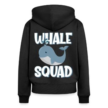 Whale Squad - Frauen Premium Bio Zip Hoodie - Schwarz - Hinten - Julia (174cm)