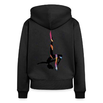 Acrobatie aérienne sur soie Cirque Acrobatique - Sweat à capuche zippé Premium bio Femme - noir - Dos - Julia (174cm)