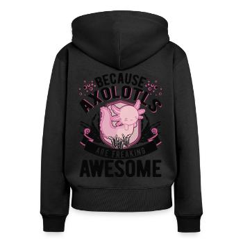 Parce que les Axolotls sont géniaux - Sweat à capuche zippé Premium bio Femme - noir - Dos - Julia (174cm)
