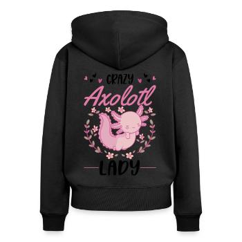 Crazy Axolotl lady Tailed Amphibian Axolotl Girl - Women's Premium Organic Zip Hoodie - black - Back - Julia (174cm)