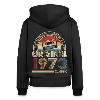 50e anniversaire Né en 1973 Original 1973 Classique - Sweat à capuche zippé Premium bio Femme - noir - Dos - Julia (174cm)