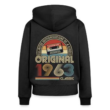60th birthday born 1963 Original 1963 Classic - Women's Premium Organic Zip Hoodie - black - Back - Julia (174cm)