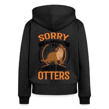 Loutre Cadeau Loutre Loutre Loutre Loutre de mer - Sweat à capuche zippé Premium bio Femme - noir - Dos - Julia (174cm)