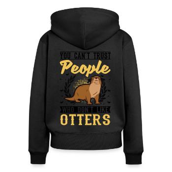 Loutre Cadeau Loutre Loutre Loutre Loutre de mer - Sweat à capuche zippé Premium bio Femme - noir - Dos - Julia (174cm)