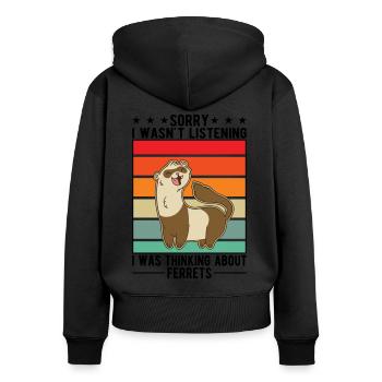 Frettchen Liebhaber Ferret Geschenk - Frauen Premium Bio Zip Hoodie - Schwarz - Hinten - Julia (174cm)