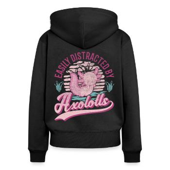 Facilement distrait par l’amphibien à queue d’Axolotl - Sweat à capuche zippé Premium bio Femme - noir - Dos - Julia (174cm)