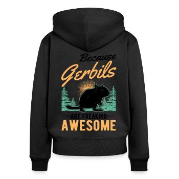 Parce que les gerbilles sont des gerbilles géniales - Sweat à capuche zippé Premium bio Femme - noir - Dos - Julia (174cm)