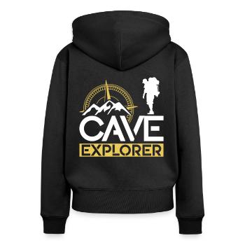 Höhlenforscher Caving Cave Höhlenwandern Höhle - Frauen Premium Bio Zip Hoodie - Schwarz - Hinten - Julia (174cm)