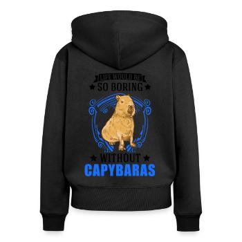 Capybara Gift Capibara capybara - Women's Premium Organic Zip Hoodie - black - Back - Julia (174cm)