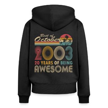 20. Geburtstag Jahrgang 2003 Best of 2003 - Frauen Premium Bio Zip Hoodie - Schwarz - Hinten - Julia (174cm)