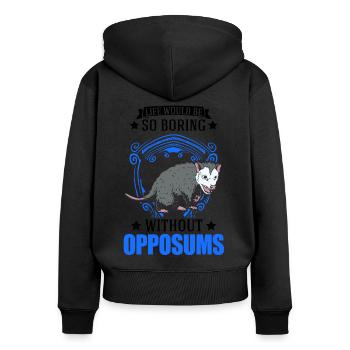 La vie serait si ennuyeuse sans Opossums - Sweat à capuche zippé Premium bio Femme - noir - Dos - Julia (174cm)