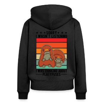 Platypus Gift Idea Platypus - Women's Premium Organic Zip Hoodie - black - Back - Julia (174cm)
