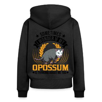 Opossum Cadeau Marsupial Opossum - Sweat à capuche zippé Premium bio Femme - noir - Dos - Julia (174cm)