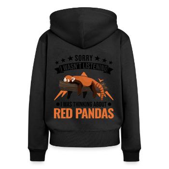 Red Panda Cadeau Chat Ours Panda Rouge - Sweat à capuche zippé Premium bio Femme - noir - Dos - Julia (174cm)