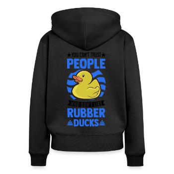 Rubber Duck Gift Squeaky Duck Bathing Duck - Women's Premium Organic Zip Hoodie - black - Back - Julia (174cm)