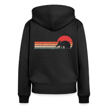 Erdferkel Retro Aardvark Vintage - Frauen Premium Bio Zip Hoodie - Schwarz - Hinten - Julia (174cm)