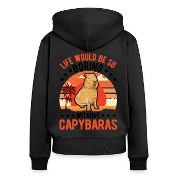 Capybara Gift Capibara capybara - Women's Premium Organic Zip Hoodie - black - Back - Julia (174cm)