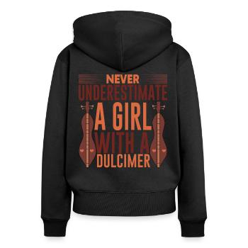 Instrument Dulcimer Girl - Women's Premium Organic Zip Hoodie - black - Back - Julia (174cm)