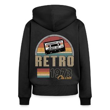 50e anniversaire né en 1973 Best of 1973 - Sweat à capuche zippé Premium bio Femme - noir - Dos - Julia (174cm)