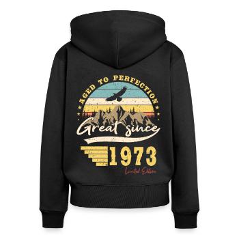 50th birthday Born 1973 Great Since 1973 - Women's Premium Organic Zip Hoodie - black - Back - Julia (174cm)