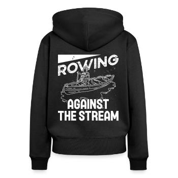 Aviron Aviron contre le ruisseau Rowing Canoë - Sweat à capuche zippé Premium bio Femme - noir - Dos - Julia (174cm)