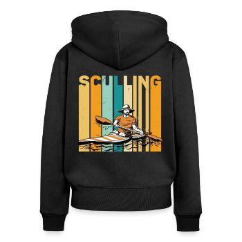 Rudern Sculling Ruderer Rudersport Kanu Kajak - Frauen Premium Bio Zip Hoodie - Schwarz - Hinten - Julia (174cm)