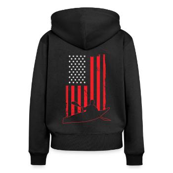 Aviron USA Drapeau Aviron Aviron Rowing Canoë d’aviron - Sweat à capuche zippé Premium bio Femme - noir - Dos - Julia (174cm)