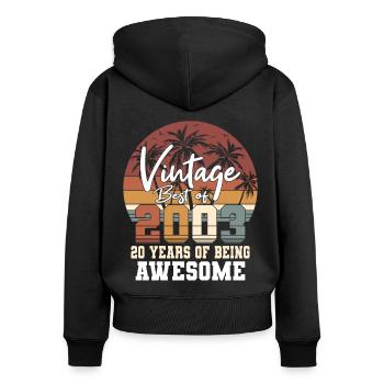 20. Geburtstag Jahrgang 2003 Best of 2003 - Frauen Premium Bio Zip Hoodie - Schwarz - Hinten - Julia (174cm)