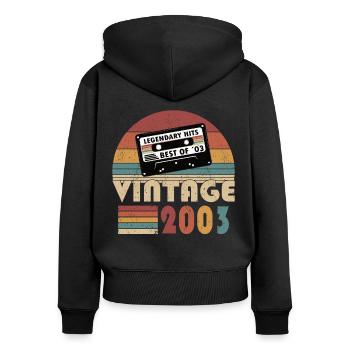 20. Geburtstag Jahrgang 2003 Best of 2003 - Frauen Premium Bio Zip Hoodie - Schwarz - Hinten - Julia (174cm)