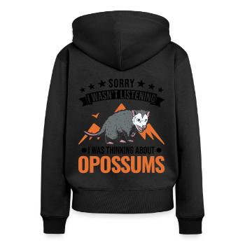 Opossum Cadeau Marsupial Opossum - Sweat à capuche zippé Premium bio Femme - noir - Dos - Julia (174cm)